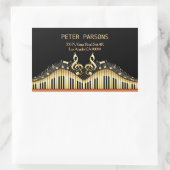 Goud en zwart toetsenbord en Treble Clef Rechthoekige Sticker (Tas)