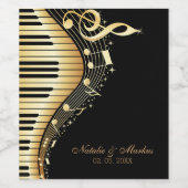 Goud en zwart toetsenbord- Sla de datum op Wijn Etiket (Enkel label)