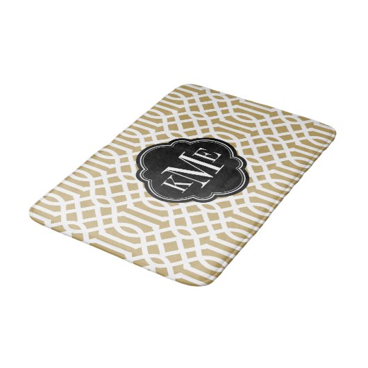Goud en zwart Trellis Monogram Badmat (Gekanteld)