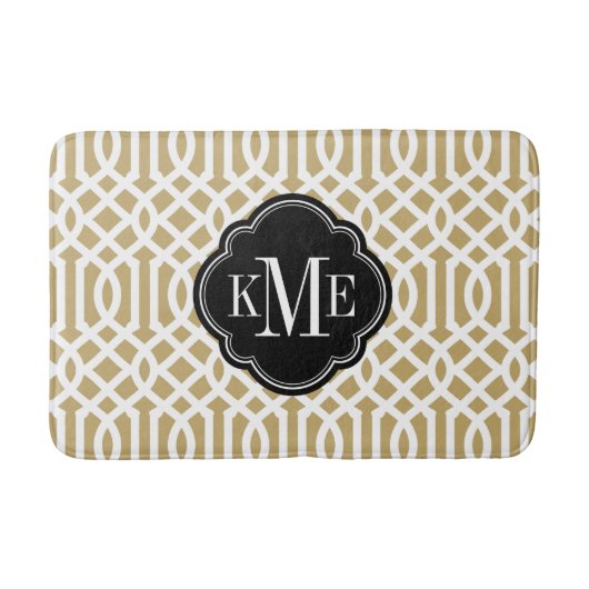 Goud en zwart Trellis Monogram Badmat (Voorkant)