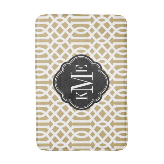 Goud en zwart Trellis Monogram Badmat (Voorkant Verticaal)
