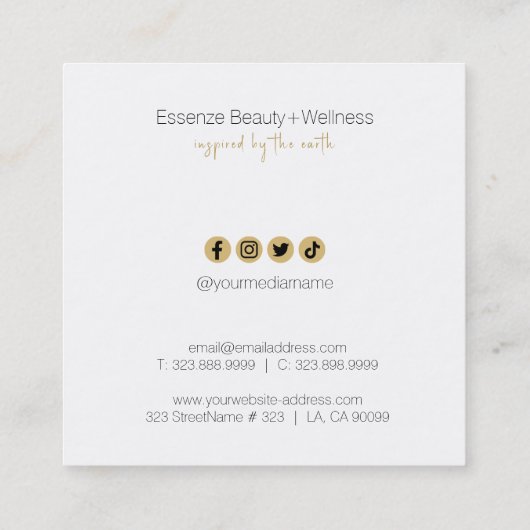 Goud en zwart Tribal Mandala Square Business Vierkante Visitekaartje (Achterkant)