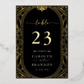 Goud en zwart  Trouwtafel Nummer Kaart (Voorkant)