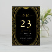 Goud en zwart  Trouwtafel Nummer Kaart (Staand Voorkant)