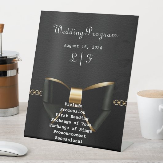 Goud en zwart Tuxedo huwelijksprogramma Reclamebord Met Voetstuk (Insitu)