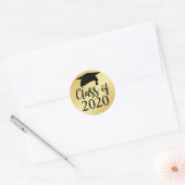 Goud en zwart van 2020 Afstuderen Favor Ronde Sticker (Envelop)