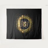 Goud en Zwart Verjaardagsfeestje Tapestry Achtergr Wandkleed (Voorkant (horizontaal))