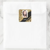 Goud en zwart vierkante sticker (Tas)