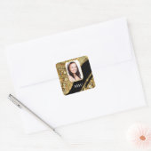 Goud en zwart vierkante sticker (Envelop)