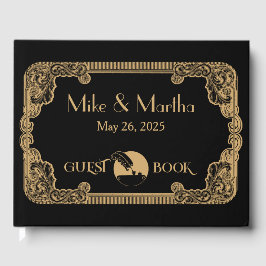 Goud en zwart vintage Art Deco gastenboek