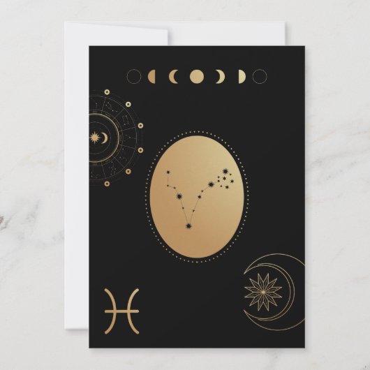 Goud en zwart Vissen Zodiac Baby shower Kaart (Achterkant)