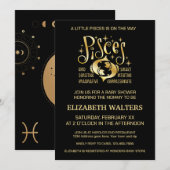 Goud en zwart Vissen Zodiac Baby shower Kaart (Voorkant / Achterkant)