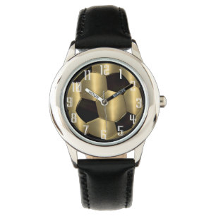 Goud en zwart Voetbal Horloge