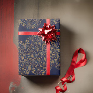 Goud en zwart wasbakkerpapier cadeaupapier