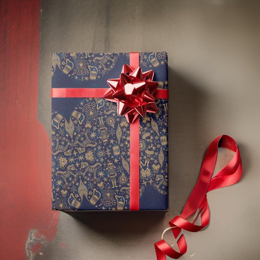 Goud en zwart wasbakkerpapier cadeaupapier