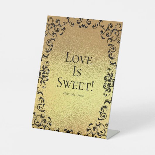 Goud en zwart weddenschap reclamebord met voetstuk (Voorkant)