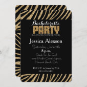 Goud en zwart Zebra Print Glitter Bachelorette Kaart (Voorkant / Achterkant)