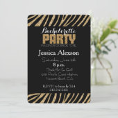 Goud en zwart Zebra Print Glitter Bachelorette Kaart (Staand voorkant)