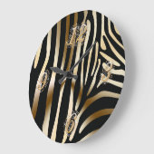 Goud en zwart-Zebra wandklok (Hoek)