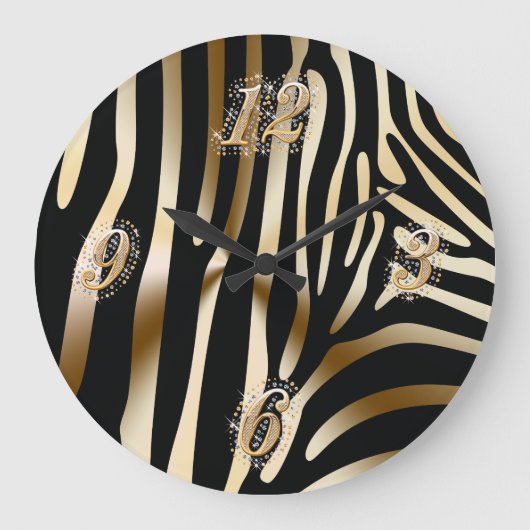 Goud en zwart-Zebra wandklok (Voorkant)