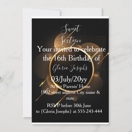 Goud en zwart, zestien foto's save the date (Voorkant)