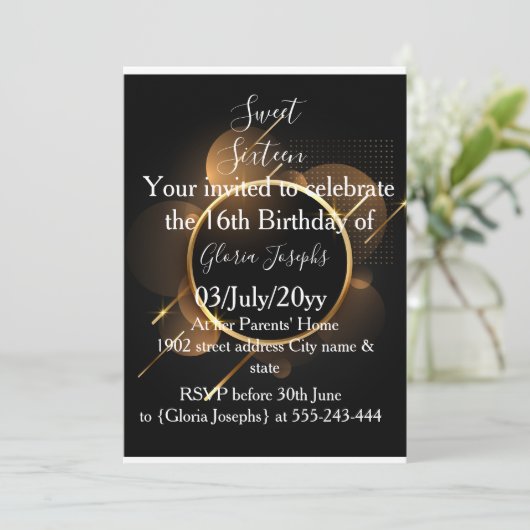 Goud en zwart, zestien foto's save the date (Staand voorkant)