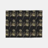 goud en zwart zonnebloemen natuur art Pattern Fleece Deken (Voorkant (Horizontaal))