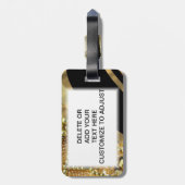 Goud en zwart zwenkpatroon bagagelabel (Achterkant verticaal)
