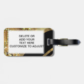 Goud en zwart zwenkpatroon bagagelabel (Achterkant horizontaal)