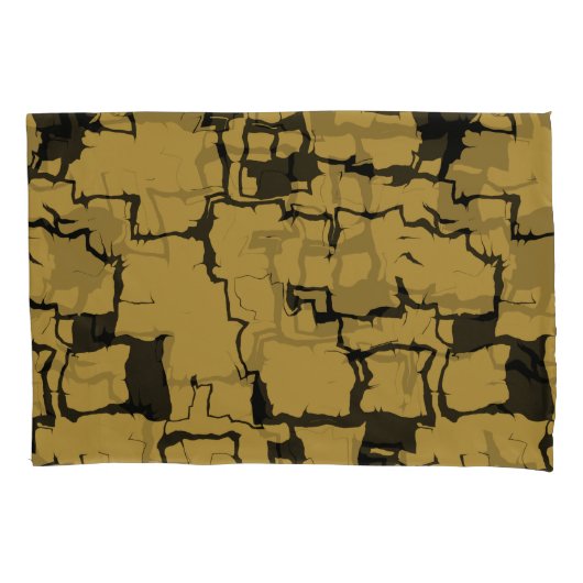 Goud en Zwarte Abstract Kussensloop (Voorkant-Links)