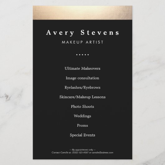 Goud en Zwarte Beauty Salon Promotie Flyer (Voorkant)