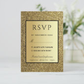 Goud en Zwarte Bruiloft RSVP Kaartje (Staand voorkant)