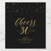 Goud en zwarte Cheers 30e verjaardag op bieretiket Wijn Etiket (Enkel label)