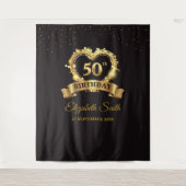 Goud en Zwarte Feest Tapijt Achtergrond Banner Wandkleed (Voorkant)