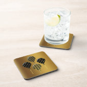 Goud en zwarte feestballonnen bier onderzetter (Rechterzijde)