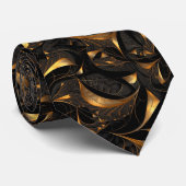 Goud en Zwarte Fractal mandelbrot Stropdas (Opgerold)