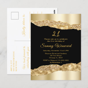 Goud en Zwarte Glam Tranen Verjaardagsfeestje Briefkaart