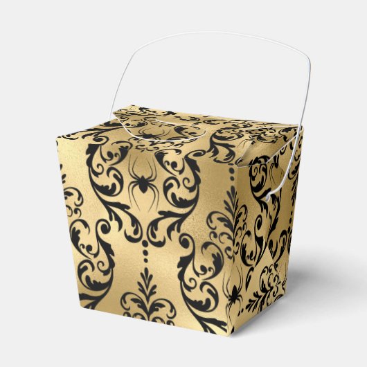 Goud en Zwarte Halloween Damast Bedankdoosjes (Voorkant Zijde)