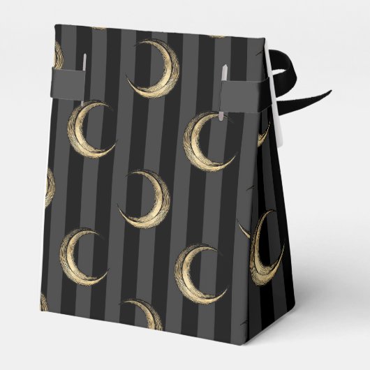 Goud en zwarte Halloween Moons Bedankdoosjes (Achterkant)