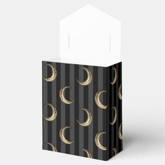 Goud en zwarte Halloween Moons Bedankdoosjes (Geopend)