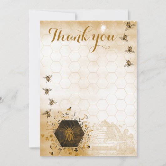 Goud en zwarte honingbijen bedankkaart (Voorkant)