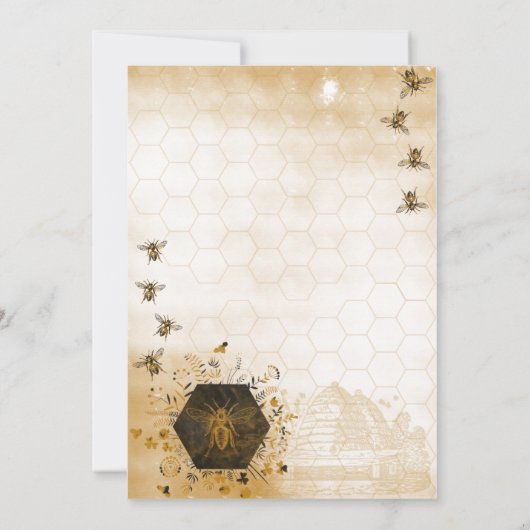 Goud en zwarte honingbijen bedankkaart (Achterkant)