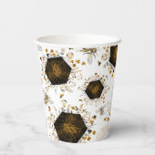 Goud en zwarte honingbijen papieren bekers (Achterkant)