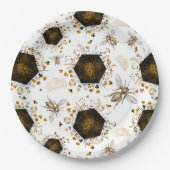 Goud en zwarte honingbijen papieren bordje (Voorkant)