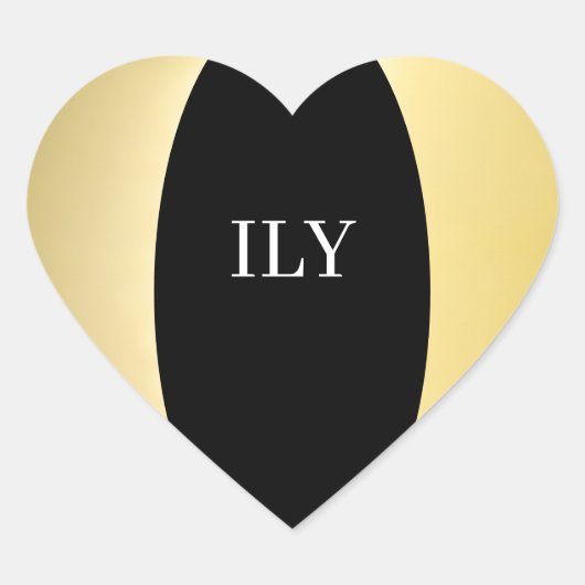 Goud en zwarte ILY-Sticker Hart Sticker (Voorkant)