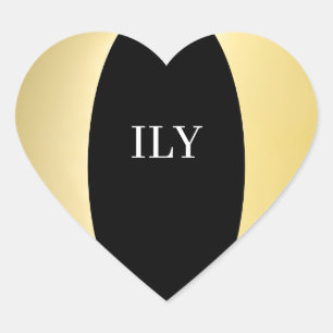Goud en zwarte ILY-Sticker Hart Sticker