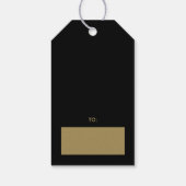 Goud en Zwarte Kerst Bloemen Cadeaulabel (Achterkant)