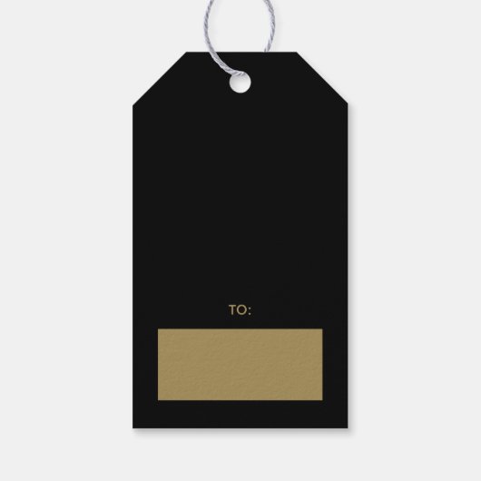 Goud en Zwarte Kerst Bloemstuk Cadeaulabel (Achterkant)