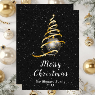 Goud en Zwarte Kerstbal Kerstmis Feestdagenkaart