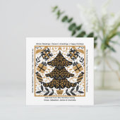 Goud en zwarte kerstboom, speciaal aangepast feestdagenkaart (Staand voorkant)